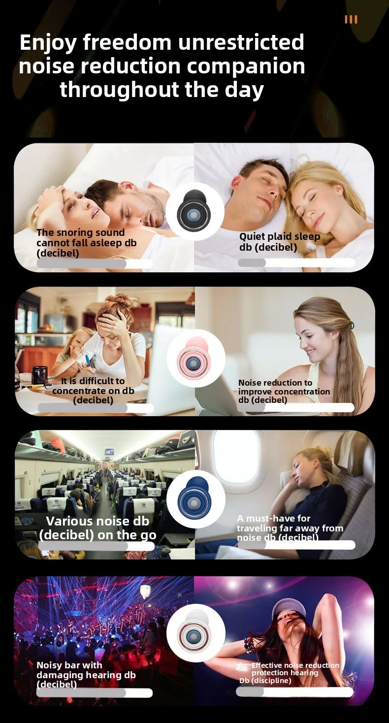 Hot Selling In-Ear Silicone Earplugs Soundproof Noise Reduction for Work Study Rest Sleep Sound Insulation Noise Prevention