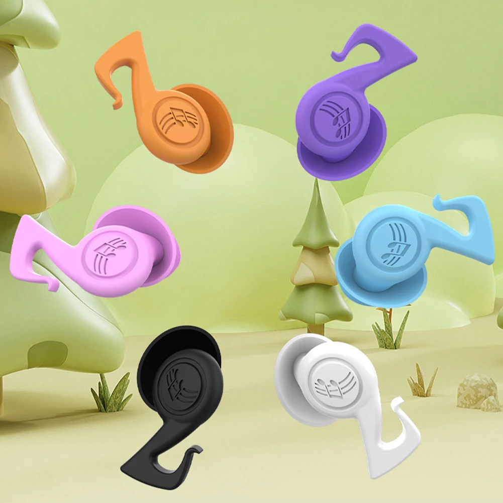 1Pair Reusable Creative Musical Note Silicone Earplugs Waterproof Noise Cancelling Soft Comfort for Sleeping Hearing Protection