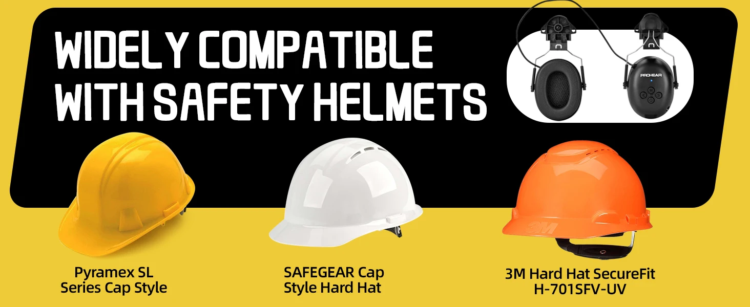 ZOHAN Bluetooth Electronic Earmuffs Hearing Protection Headphones Noise Cancelling Ear Defenders for Hard Hat ARC Rail Mount