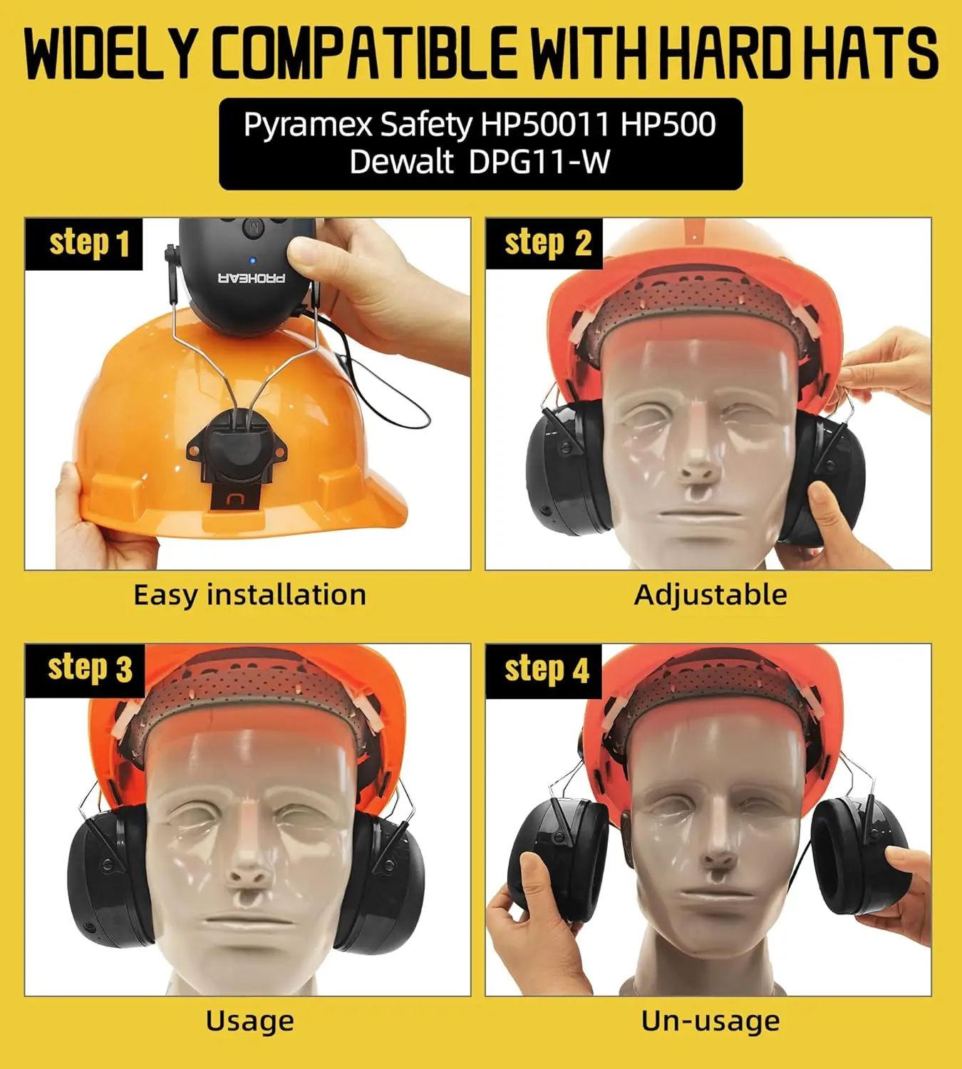 ZOHAN Bluetooth Electronic Earmuffs Hearing Protection Headphones Noise Cancelling Ear Defenders for Hard Hat ARC Rail Mount