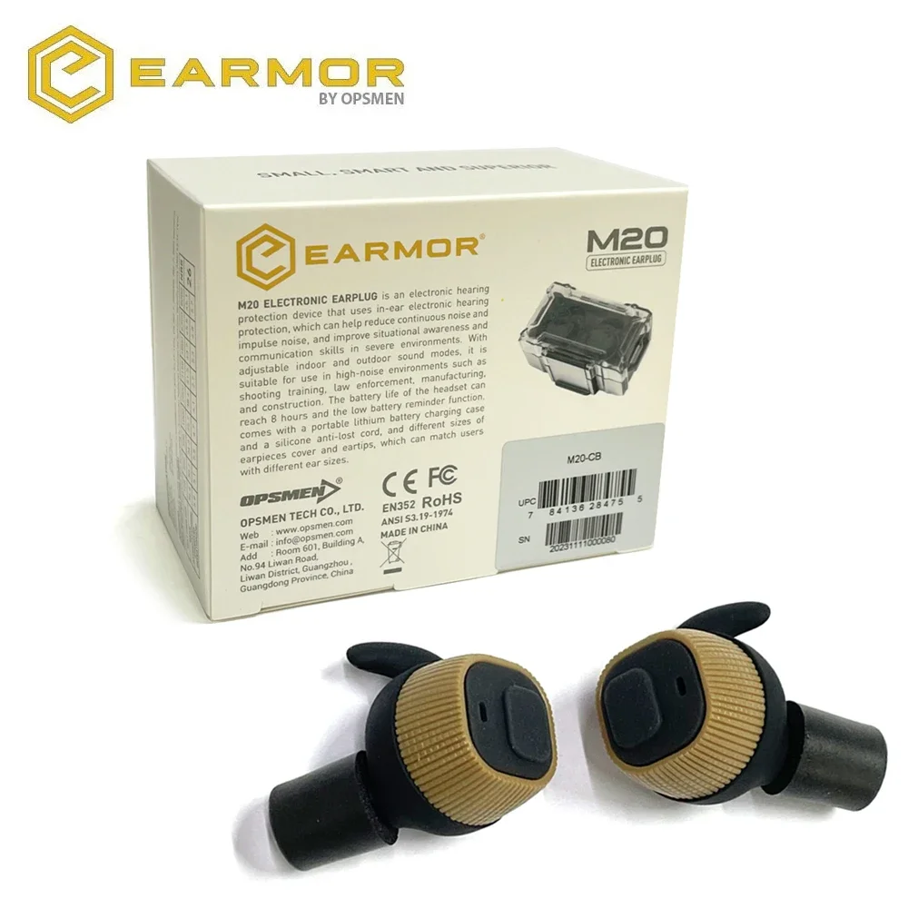 EARMOR M20 Electronic Earplugs Shooting Range Hunting Hearing ear Protection Earbuds Active Noise Canceling Earmuff