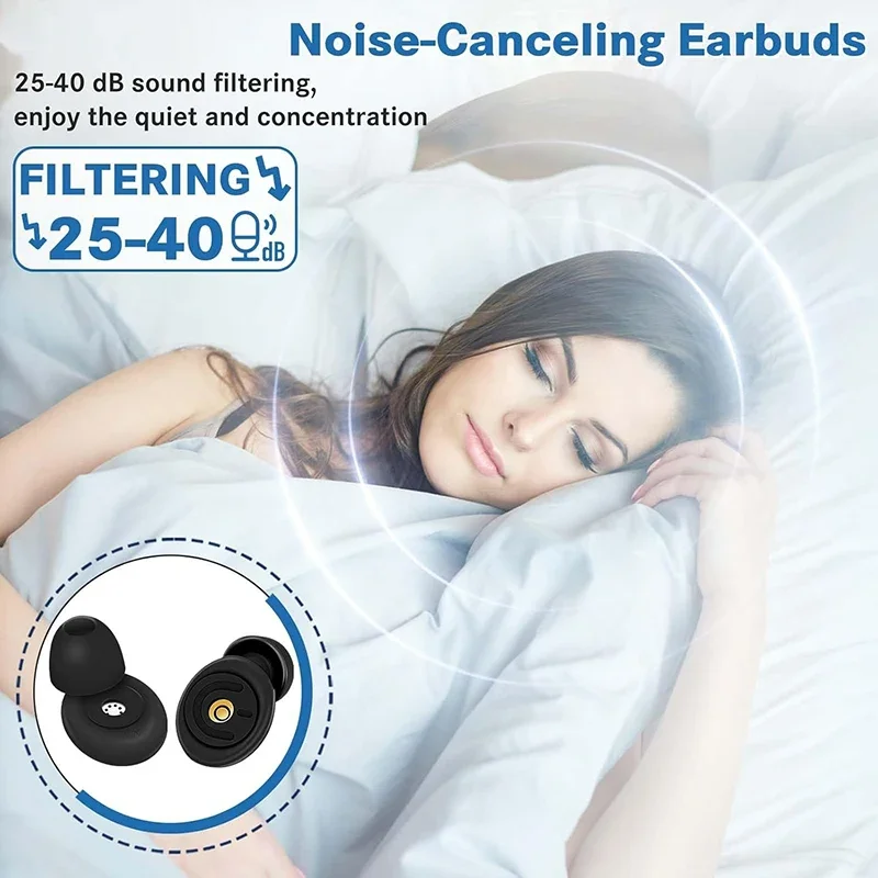 Silicone Ear Plugs for Noise Cancelling Ear Protection - Sleep Concerts Work Study - Noise Reduction Ear Buds