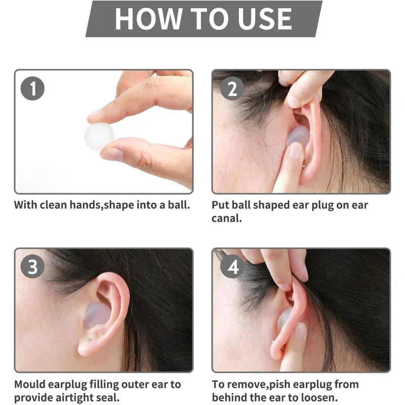 Soft Silicone Earplugs Wax Ear Plugs Reusable Noise Cancelling Gel Ear Plugs Waterproof Earbuds for Sleeping Flying Swimming