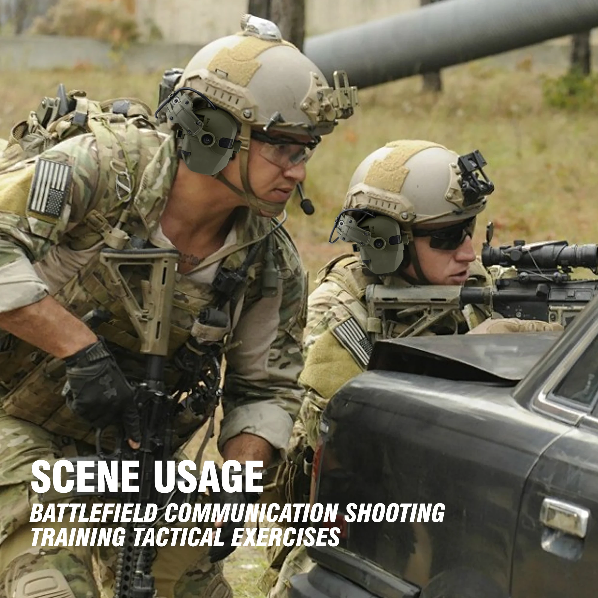 New Generation WK Tactical Helmet Earmuffs Pro - 23dB Active Noise Cancelling Electronic Hearing Protection for Shooting & Milit