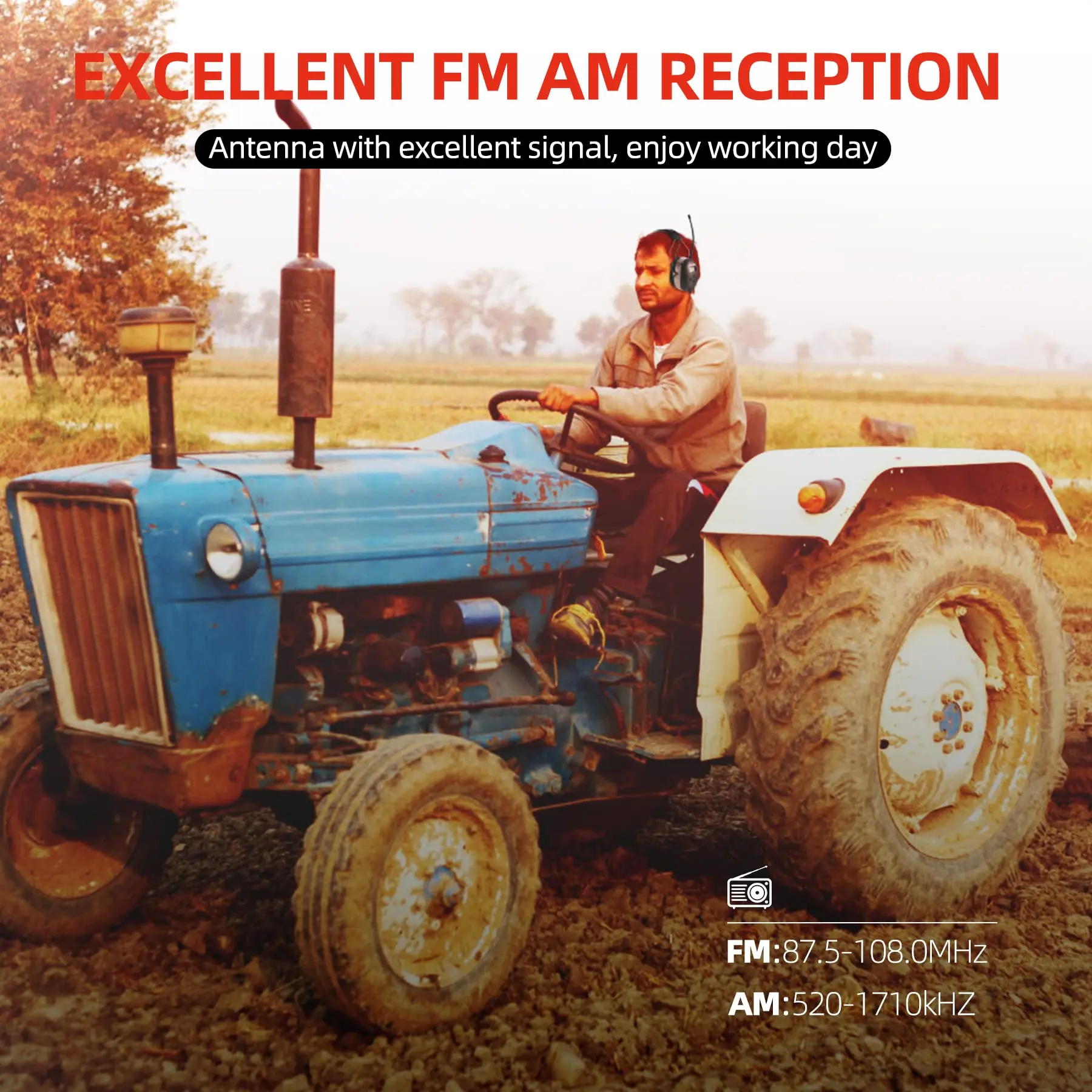 HOCAZOR Safety Earmuffs FM/AM Radio Headphones Ear Protection Muffs NRR 25dB Hearing Protector for Mowing Work Shops Snowblowing