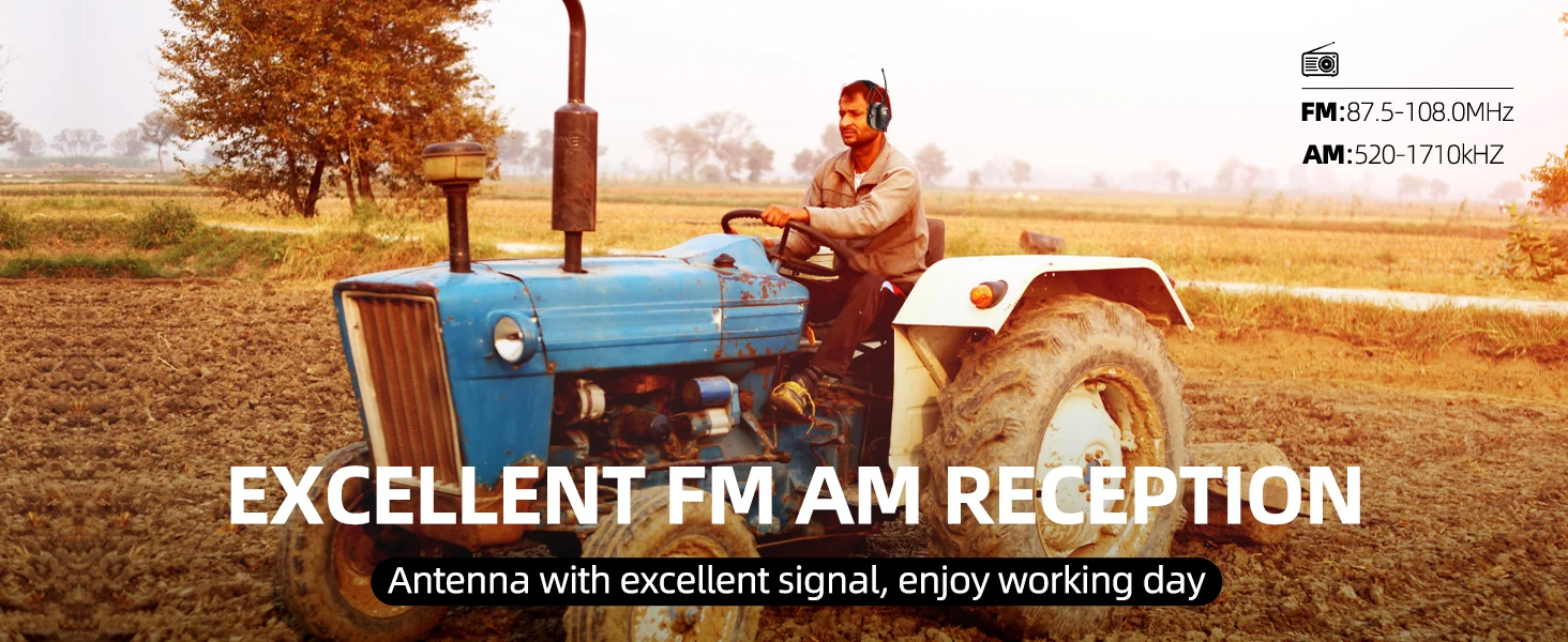 HOCAZOR Safety Earmuffs FM/AM Radio Headphones Ear Protection Muffs NRR 25dB Hearing Protector for Mowing Work Shops Snowblowing