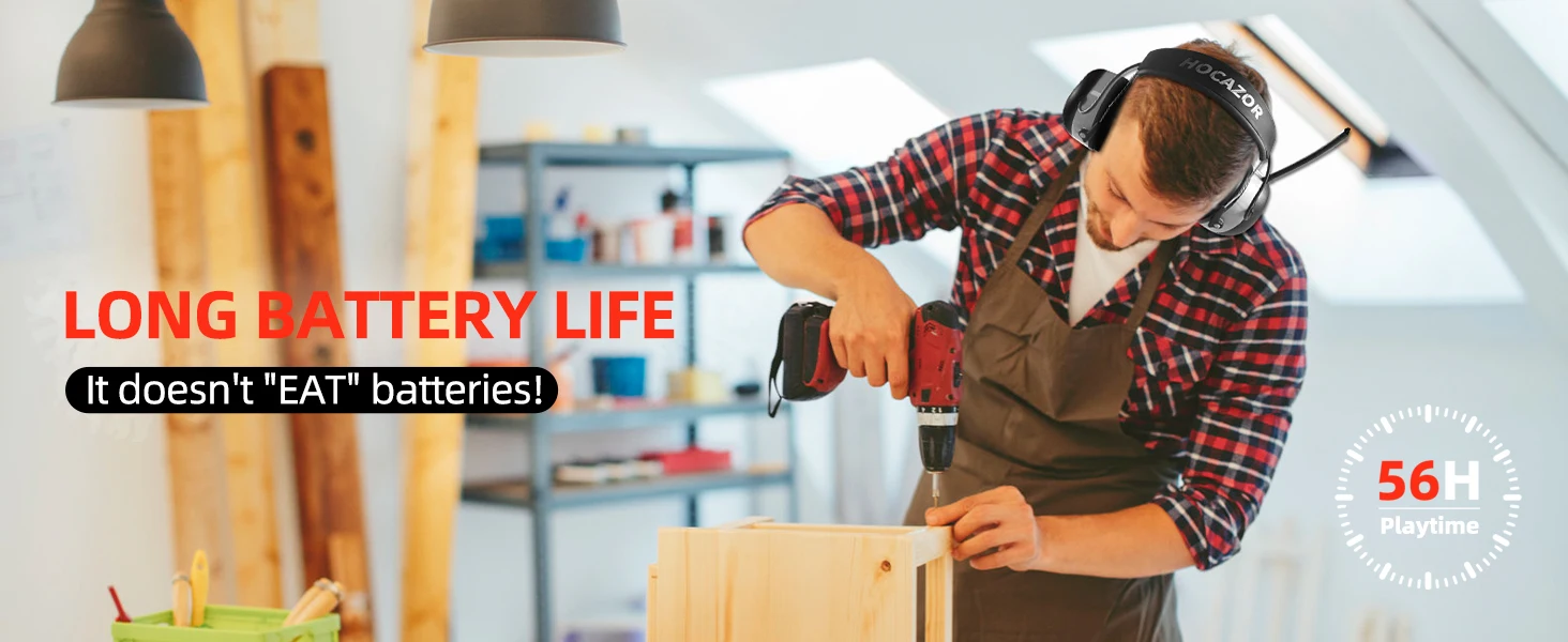 HOCAZOR Safety Earmuffs FM/AM Radio Headphones Ear Protection Muffs NRR 25dB Hearing Protector for Mowing Work Shops Snowblowing