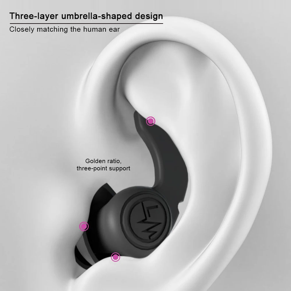 1 Pair Soft Silicone Earplugs Noise Cancelling Reusable Anti-noise Earplug For Concerts Sleep Swimm Waterproof Ear Plugs