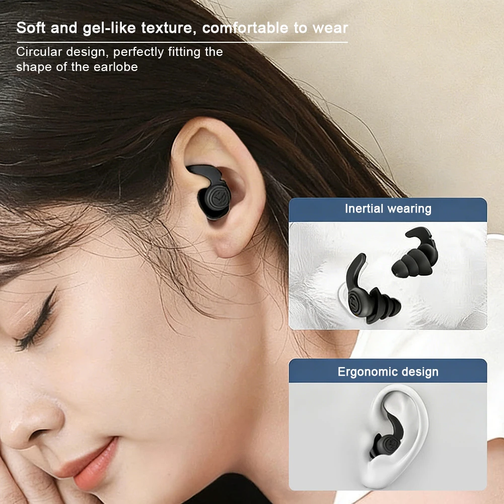 1 Pair Soft Silicone Earplugs Noise Cancelling Reusable Anti-noise Earplug For Concerts Sleep Swimm Waterproof Ear Plugs