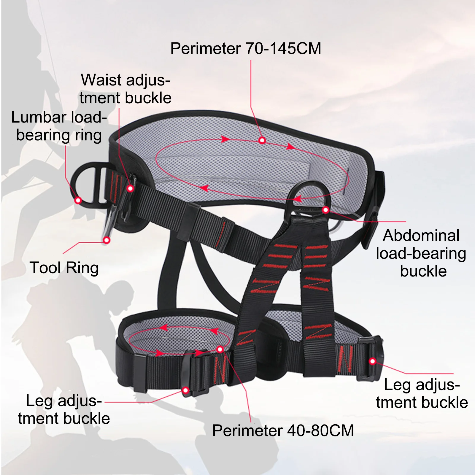 safety Harness for construction workers Half Body Roofing Harness kit High Altitude Safety Belt Padding Protection Safe Rop