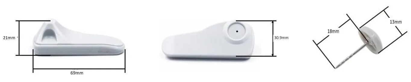 TF9681 Dual Frequency 860-960MHz 8.2MHz/58KHz Anti Theft UHF RF/AM RFID Security Tag EAS Hard Tag for Cloth Retail Management