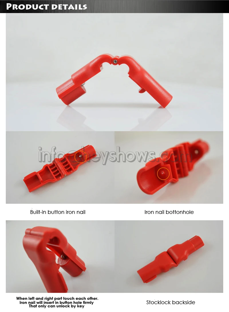 100 pcs Black White Red EAS Security Display Hook Stop Lock Catch Anti-Theft Lock For Shop Supermark