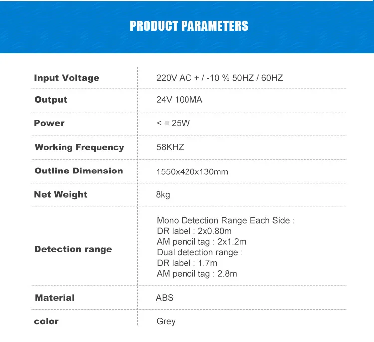 People Counting AM EAS Security Gate EAS Label Detection System EAS Detection Systems