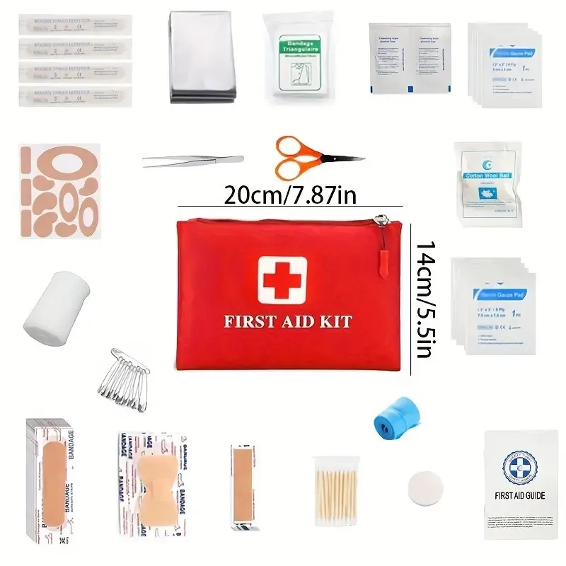 First Aid kit - portable and versatile for outdoor adventures, hunting, hiking, camping | includes scissors and tweezers