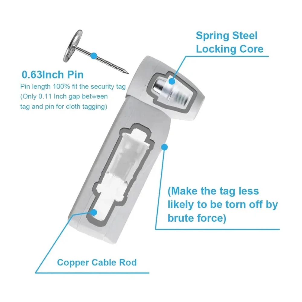 100PCS 70MM 58KHZ AM ABS Copper Security System Set Antenna Gate Anti Theft Eas Hard Tags with Pins