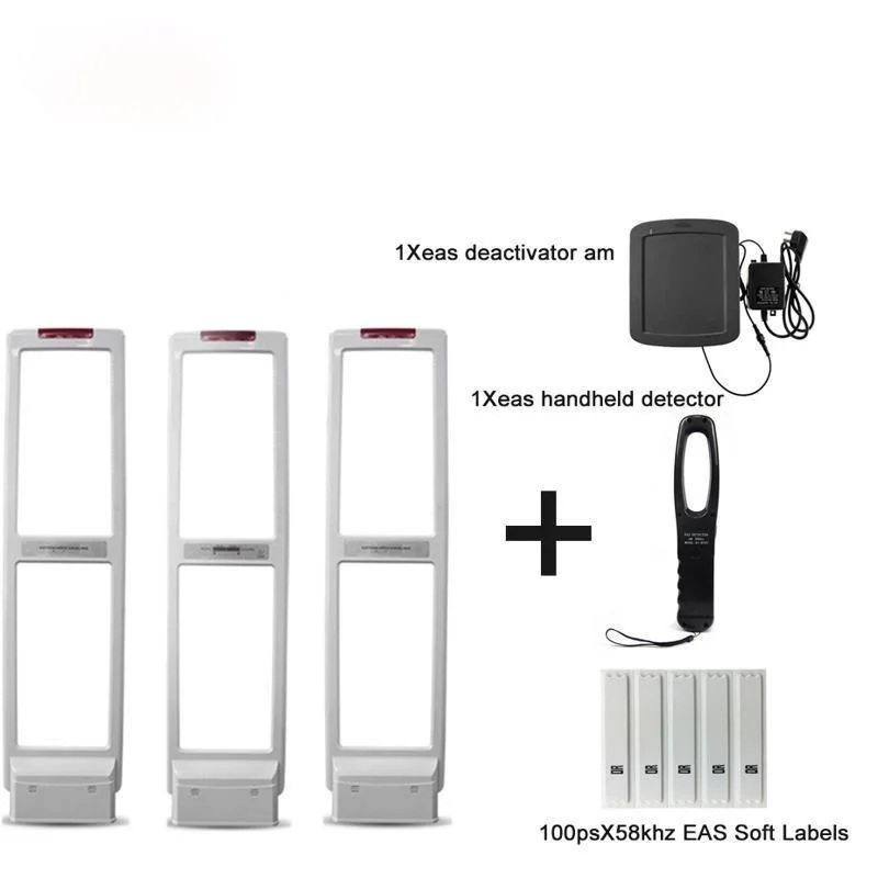 High quality EAS anti-theft system with soft tag and deactivater and  frequency tester (1 master and 2 slaves)