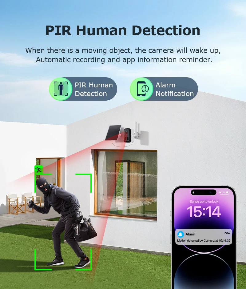 INQMEGA 5MP Wireless Solar Camera System 4 Cam Kit Outdoor WiFi Solar Security Camera Set  2-Way Talk Zero Fees Always free ﻿