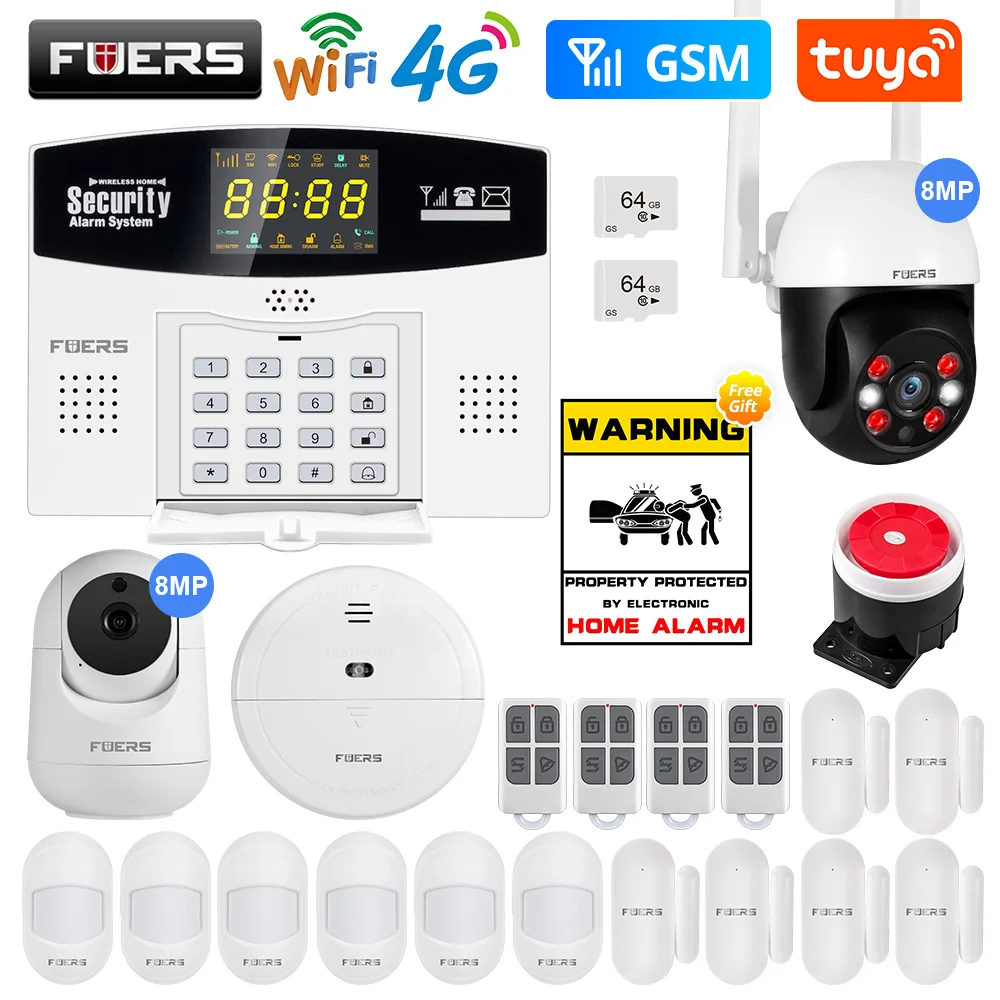 Fuers W214 4G WIFI Tuya Smart Alarm System Wireless Burglar GSM Smart Home Security Alarm Control LCD Display Fuers W214 4G WIFI Tuya Smart Alarm System Wireless Burglar GSM Smart Home Security Alarm Control LCD Display
