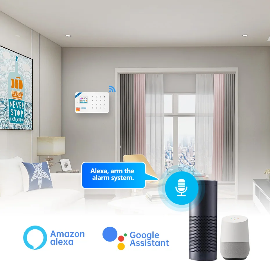 KERUI W181 Alarm System Secutrity Home WIFI GSM Alarm Tuya Smart Motion Detector Door Sensor Burglar IP Camera Work Alexa Google KERUI W181 Alarm System Secutrity Home WIFI GSM Alarm Tuya Smart Motion Detector Door Sensor Burglar IP Camera Work Alexa Google