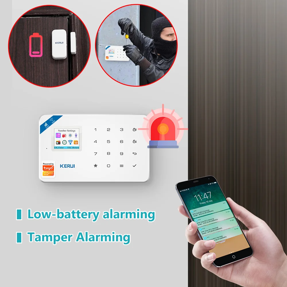 KERUI W181 Alarm System Secutrity Home WIFI GSM Alarm Tuya Smart Motion Detector Door Sensor Burglar IP Camera Work Alexa Google KERUI W181 Alarm System Secutrity Home WIFI GSM Alarm Tuya Smart Motion Detector Door Sensor Burglar IP Camera Work Alexa Google