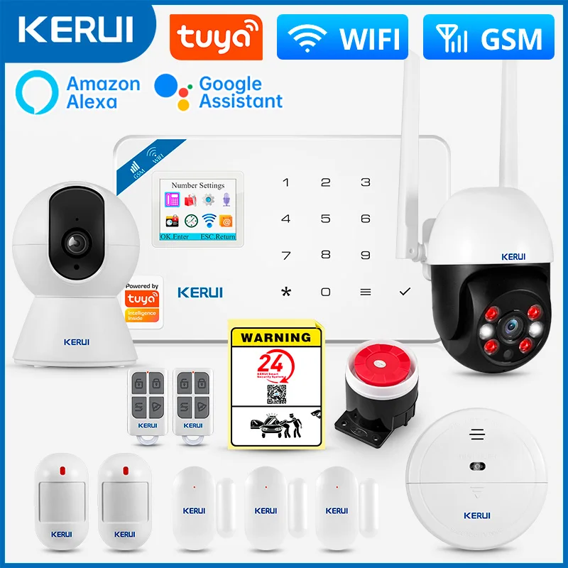 KERUI W181 Alarm System Secutrity Home WIFI GSM Alarm Tuya Smart Motion Detector Door Sensor Burglar IP Camera Work Alexa Google KERUI W181 Alarm System Secutrity Home WIFI GSM Alarm Tuya Smart Motion Detector Door Sensor Burglar IP Camera Work Alexa Google