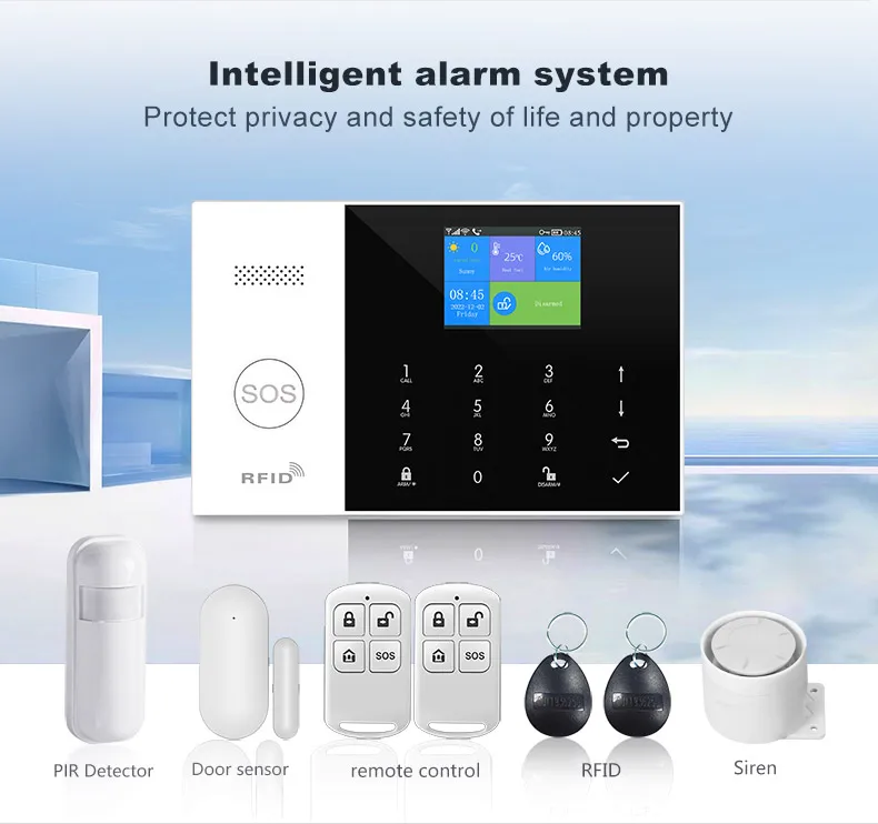 YAOSHENG Security-Protection TUYA Smart Home Alarm System 2G 433MHz WiFi GSM Wireless House App Control Sets PG105