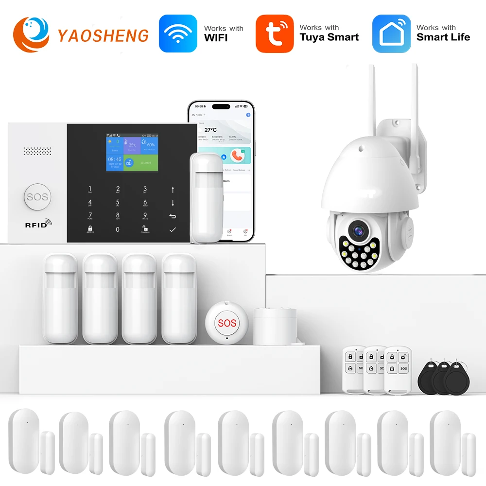 YAOSHENG Security-Protection TUYA Smart Home Alarm System 2G 433MHz WiFi GSM Wireless House App Control Sets PG105