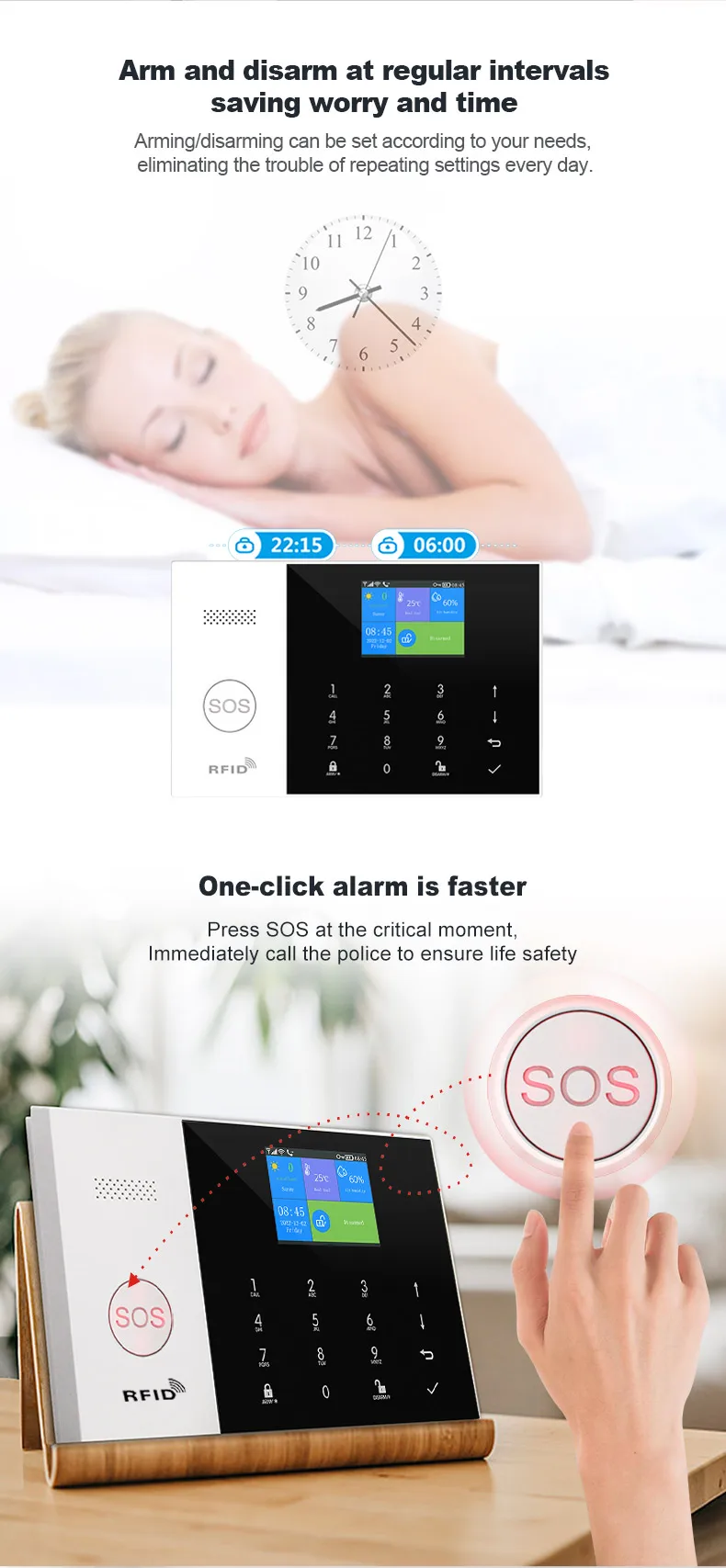 YAOSHENG Security-Protection TUYA Smart Home Alarm System 2G 433MHz WiFi GSM Wireless House App Control Sets PG105