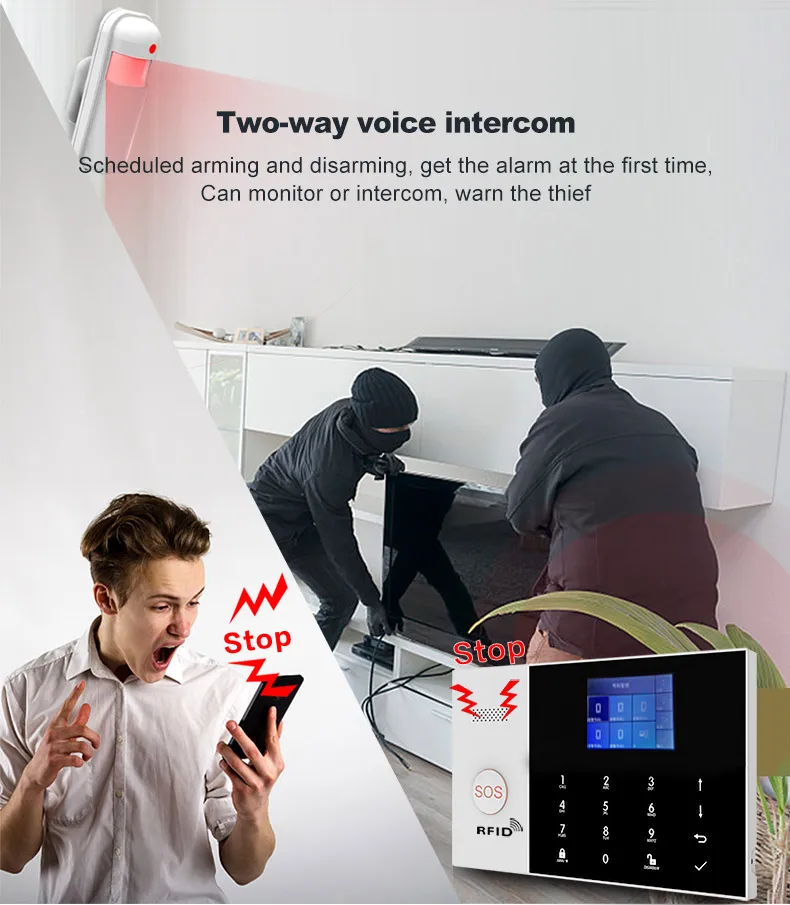 YAOSHENG Security-Protection TUYA Smart Home Alarm System 2G 433MHz WiFi GSM Wireless House App Control Sets PG105