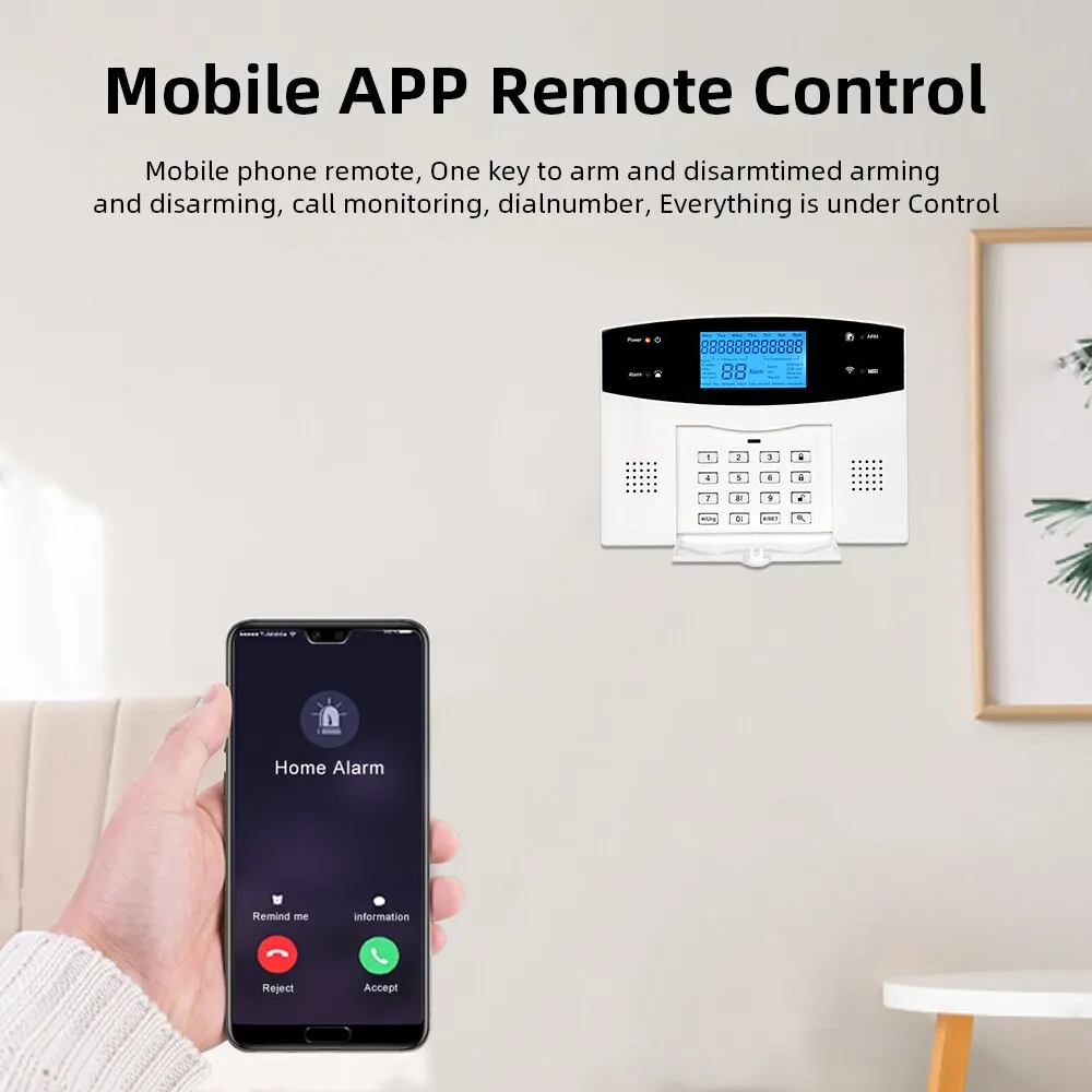 ONENUO Smart WiFi GSM Home Security Protection Smart Alarm System LCD Screen Burglar Kit Tuya APP Remote Control Arm And Disarm ONENUO Smart WiFi GSM Home Security Protection Smart Alarm System LCD Screen Burglar Kit Tuya APP Remote Control Arm And Disarm