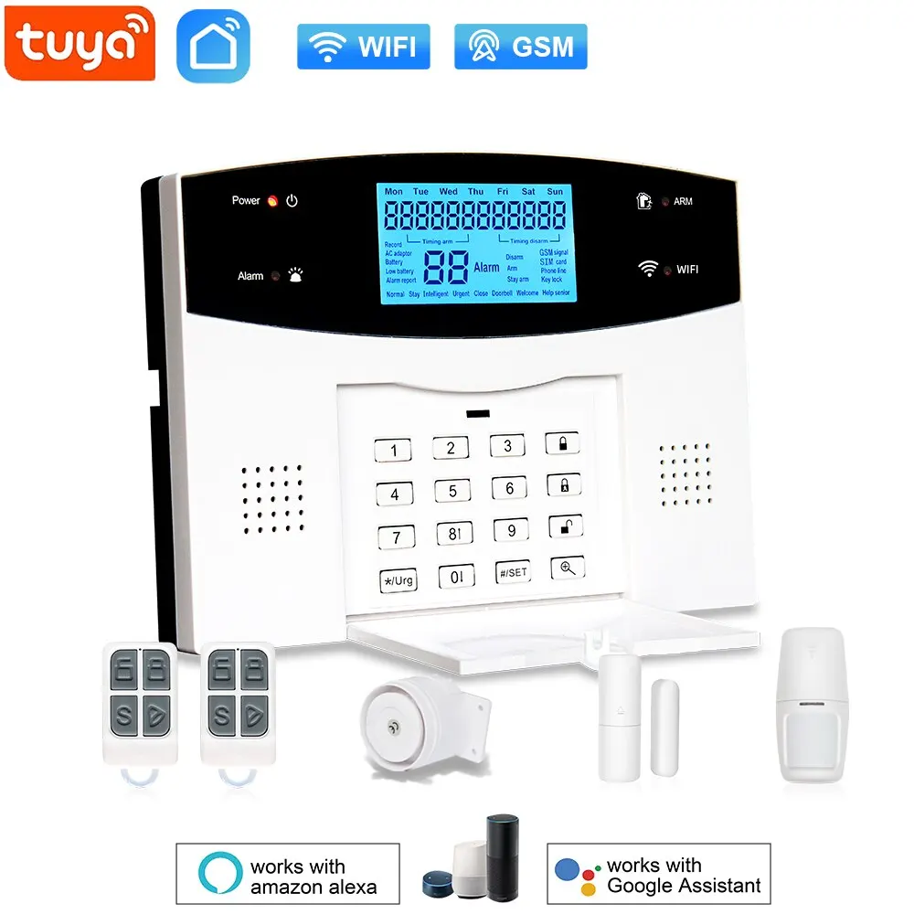ONENUO Smart WiFi GSM Home Security Protection Smart Alarm System LCD Screen Burglar Kit Tuya APP Remote Control Arm And Disarm ONENUO Smart WiFi GSM Home Security Protection Smart Alarm System LCD Screen Burglar Kit Tuya APP Remote Control Arm And Disarm