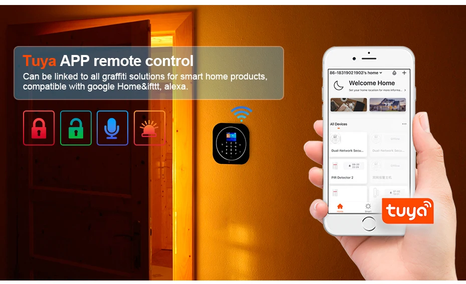 KERUI G12 2G Wifi Wireless Home Alarm System DIY GSM Alarm System for Home Security with Siren, Remote, Motion, Door Sensor