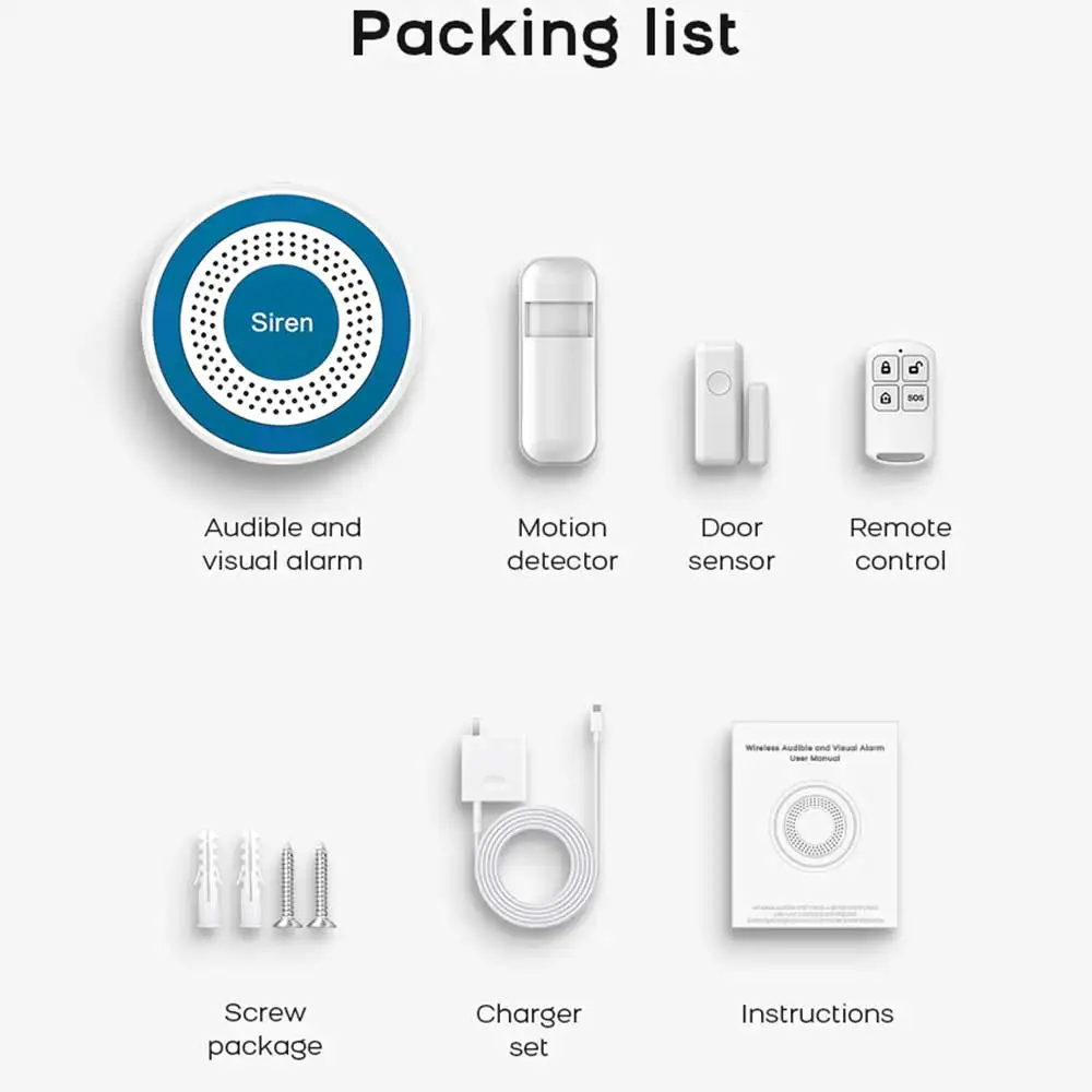 Tuya WIFI Smart Home Alarm System Home DIY TUYA Wireless Door Alarm System Door Window Sensor Work with Alexa