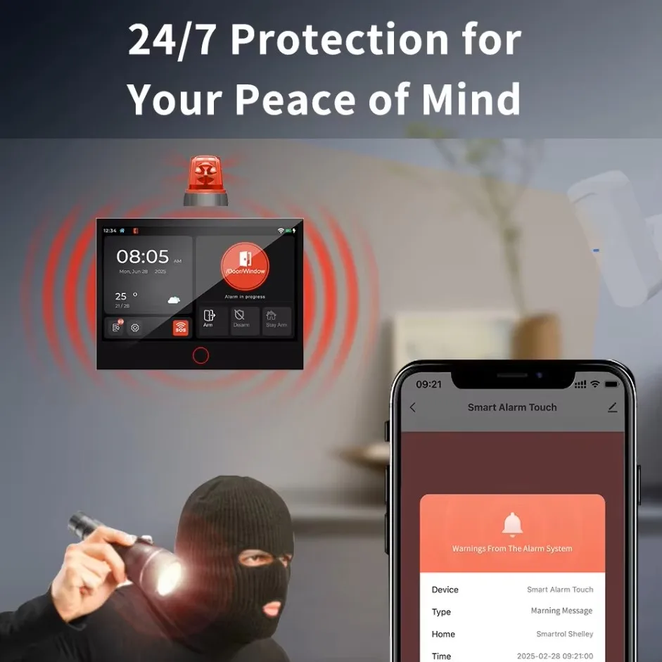 G74 Smart Alarm System Kits Tuya Alarm Smart Security Protection Panel Kit Inteligente Alexa Home Security System 6 languages