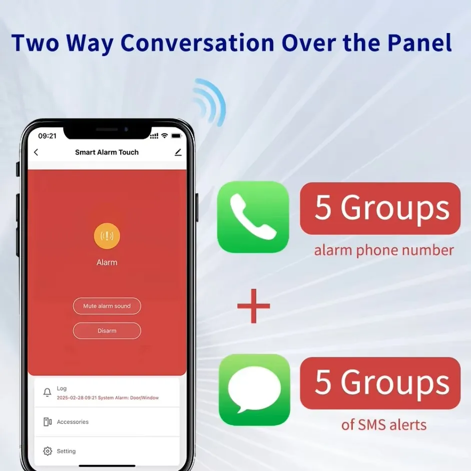 G74 Smart Alarm System Kits Tuya Alarm Smart Security Protection Panel Kit Inteligente Alexa Home Security System 6 languages