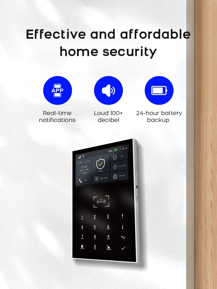 PGST PG109 Smart Tuya Alarm System 4.3 inch Screen WIFI GSM Burglar Home Security With Temperature and Humidity Function