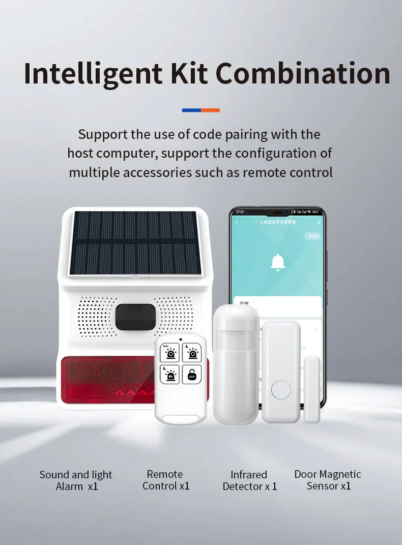 PGST New 433MHz Wireless light Flash Strobe Outdoor Solar Waterproof Siren for Home Burglar Wifi GSM Home Security Alarm System