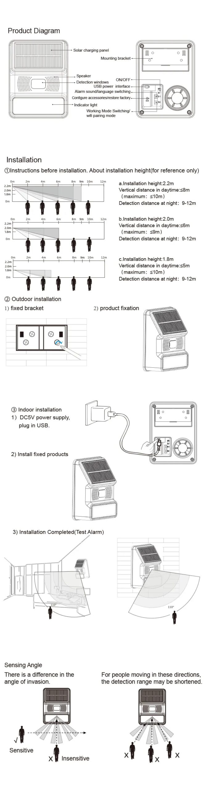 PGST New 433MHz Wireless light Flash Strobe Outdoor Solar Waterproof Siren for Home Burglar Wifi GSM Home Security Alarm System