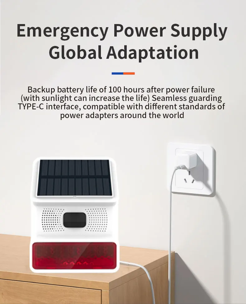 PGST New 433MHz Wireless light Flash Strobe Outdoor Solar Waterproof Siren for Home Burglar Wifi GSM Home Security Alarm System