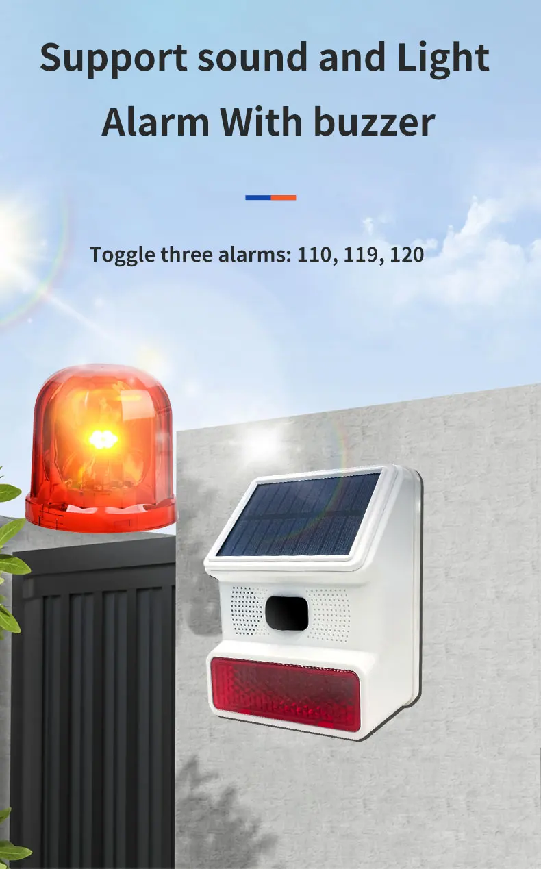 PGST New 433MHz Wireless light Flash Strobe Outdoor Solar Waterproof Siren for Home Burglar Wifi GSM Home Security Alarm System