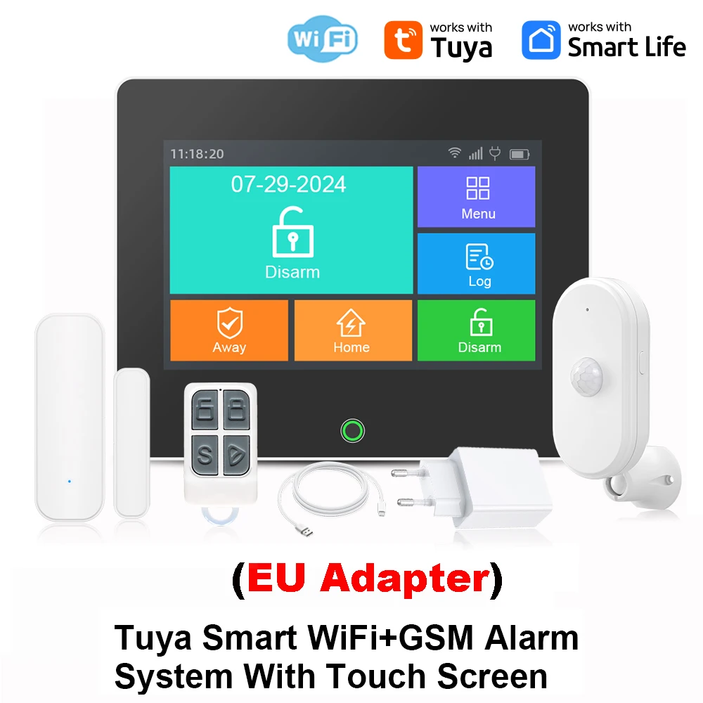 Tuya WiFi GSM Home Security Protection Smart Alarm System TFT Screen Burglar Kit Tuya APP Remote Control Arm And Disarm Tuya WiFi GSM Home Security Protection Smart Alarm System TFT Screen Burglar Kit Tuya APP Remote Control Arm And Disarm