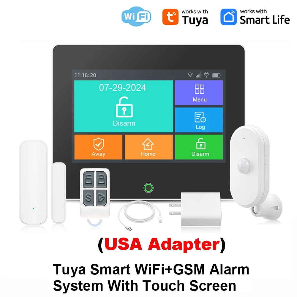 Tuya WiFi GSM Home Security Protection Smart Alarm System TFT Screen Burglar Kit Tuya APP Remote Control Arm And Disarm Tuya WiFi GSM Home Security Protection Smart Alarm System TFT Screen Burglar Kit Tuya APP Remote Control Arm And Disarm