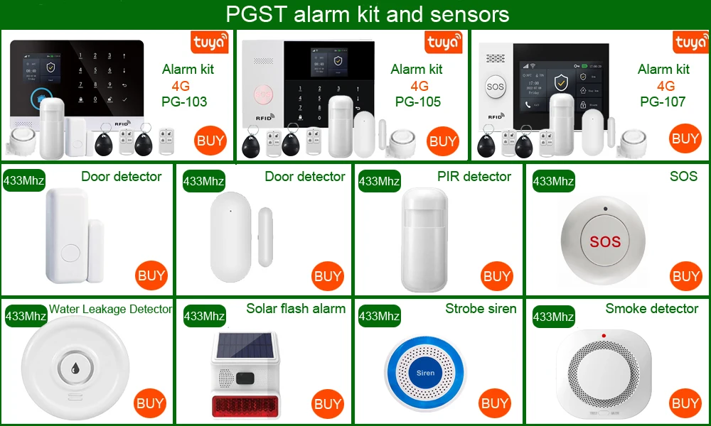 PGST-103 Graffiti Alarm System, 4G Secure Home WiFi Smart Home Alarm, Wireless Security System Device, Controlled by Smart Life