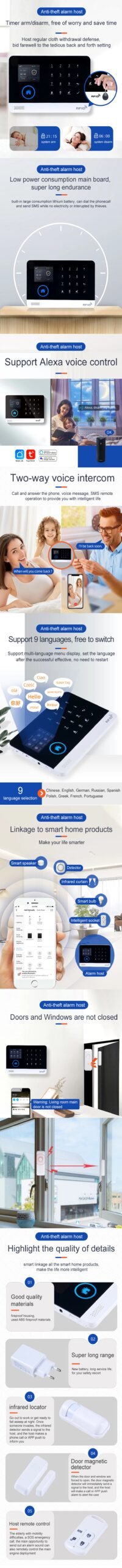 PGST-103 Graffiti Alarm System, 4G Secure Home WiFi Smart Home Alarm, Wireless Security System Device, Controlled by Smart Life