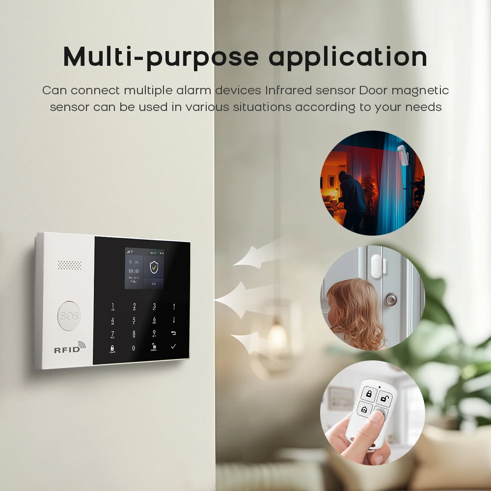 PGST Residential Tuya Smart Gsm Wifi Alarm System for Home Wireless Security Alarm House Smart Life App Control work with ALexa PGST Residential Tuya Smart Gsm Wifi Alarm System for Home Wireless Security Alarm House Smart Life App Control work with ALexa
