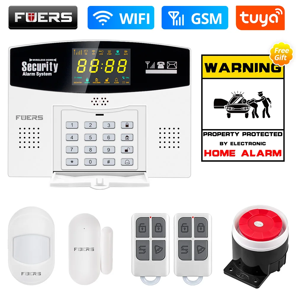 Fuers Tuya Smart WIFI 4G 2G GSM Alarm System Burglar Alarm 433MHZ Wireless Wired Security Zone Link Alexa Google Motion Sensor