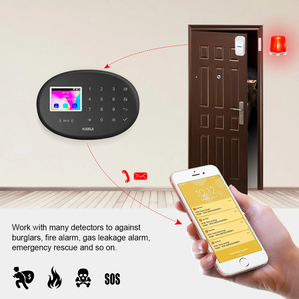 KERUI W204 Security Alarm System For Home WiFi 4G GSM Alarm Burglar 433MHz Wireless Siren Tuya Smart Motion Detector Sensor Cam KERUI W204 Security Alarm System For Home WiFi 4G GSM Alarm Burglar 433MHz Wireless Siren Tuya Smart Motion Detector Sensor Cam