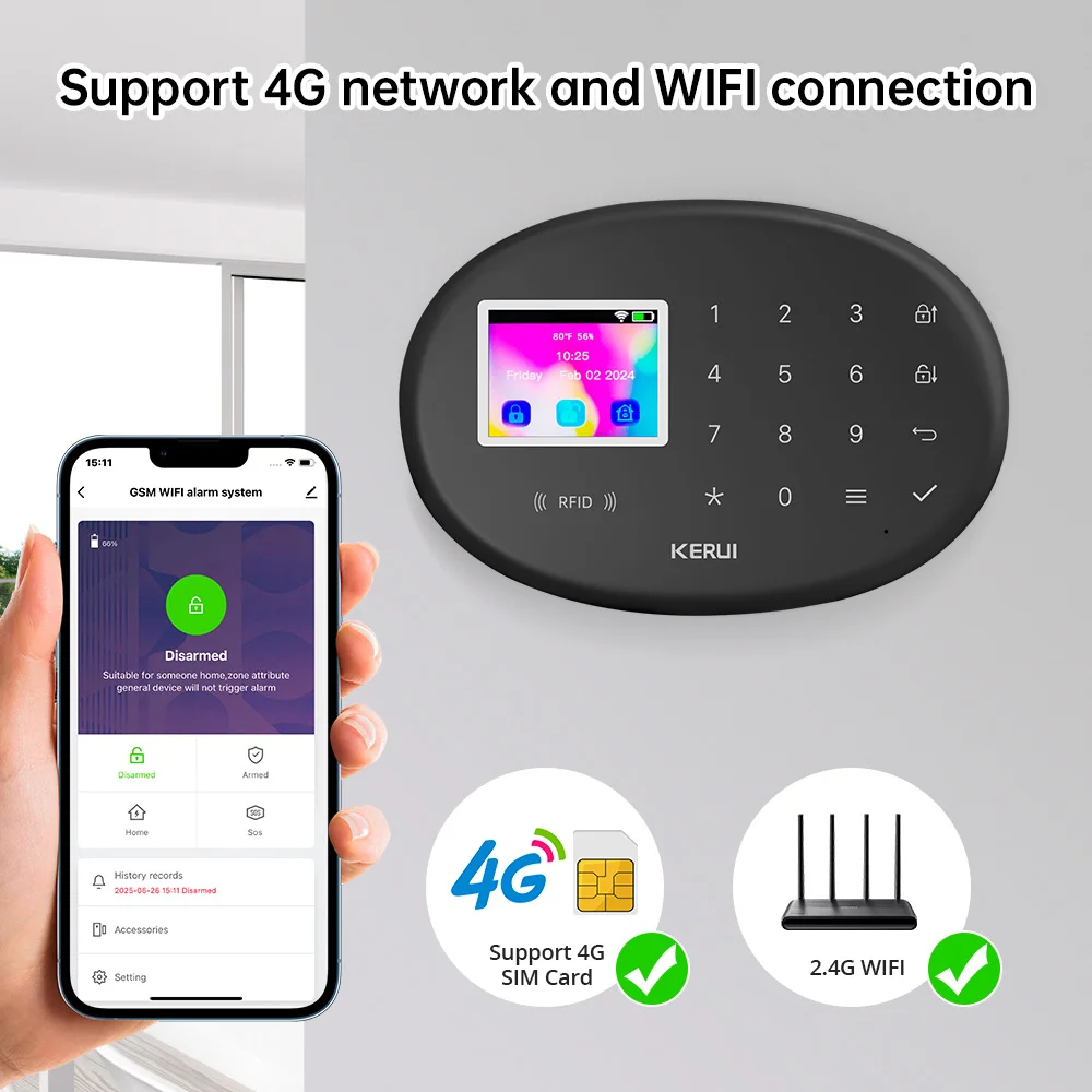 KERUI W204 Security Alarm System For Home WiFi 4G GSM Alarm Burglar 433MHz Wireless Siren Tuya Smart Motion Detector Sensor Cam KERUI W204 Security Alarm System For Home WiFi 4G GSM Alarm Burglar 433MHz Wireless Siren Tuya Smart Motion Detector Sensor Cam