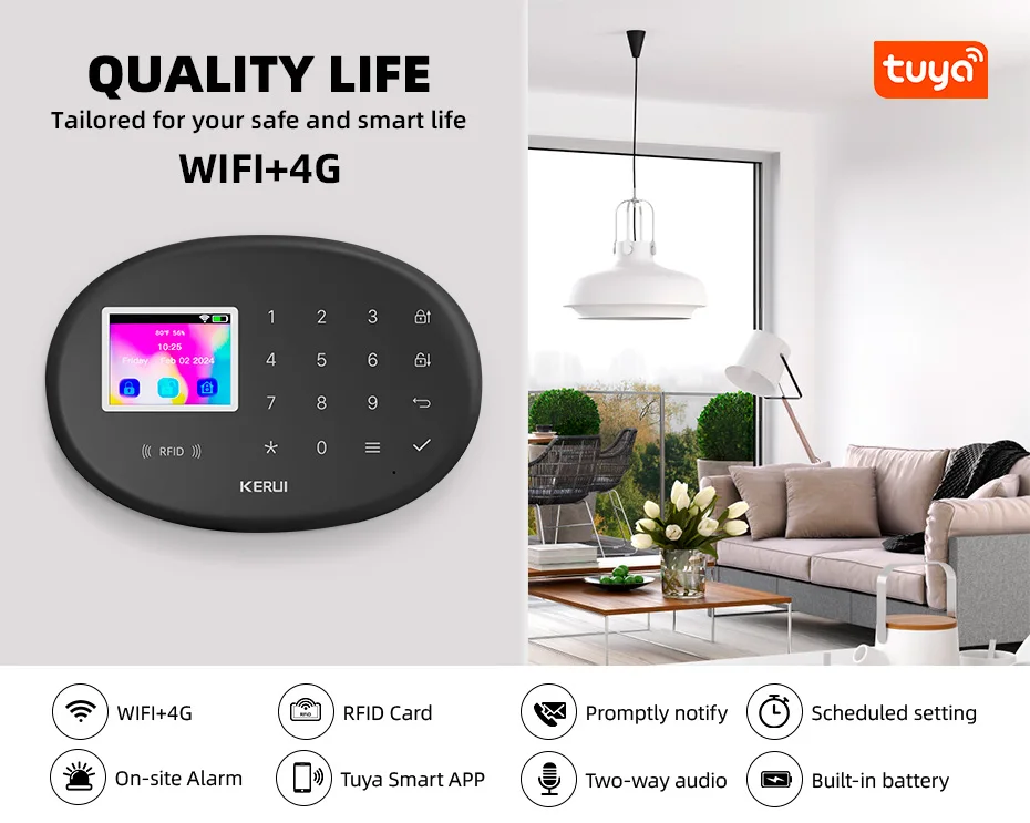 KERUI W204 Security Alarm System For Home WiFi 4G GSM Alarm Burglar 433MHz Wireless Siren Tuya Smart Motion Detector Sensor Cam KERUI W204 Security Alarm System For Home WiFi 4G GSM Alarm Burglar 433MHz Wireless Siren Tuya Smart Motion Detector Sensor Cam