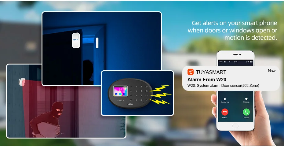 KERUI W204 Security Alarm System For Home WiFi 4G GSM Alarm Burglar 433MHz Wireless Siren Tuya Smart Motion Detector Sensor Cam KERUI W204 Security Alarm System For Home WiFi 4G GSM Alarm Burglar 433MHz Wireless Siren Tuya Smart Motion Detector Sensor Cam